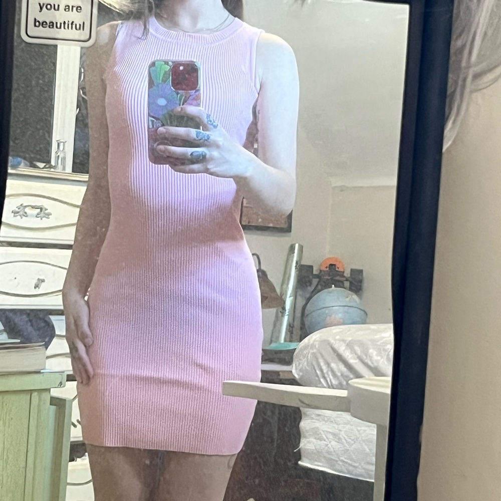 pink midi dress